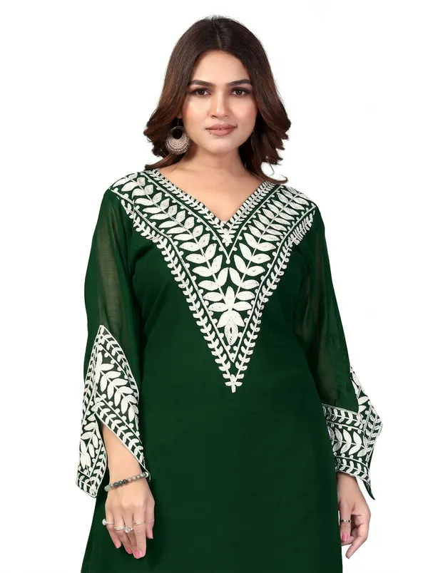 Blue_Georgette_3_Piece_Set_And_Green_Georgette_Kurta_Pant_Set_For_Women_Pack_Of_2