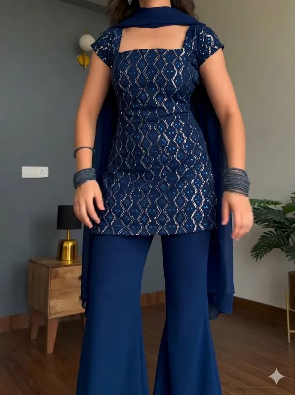 Blue_Georgette_3_Piece_Set_For_Women