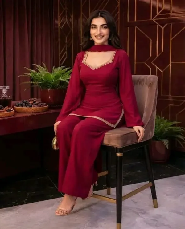 Red_Georgette_3_Piece_Set_For_Women