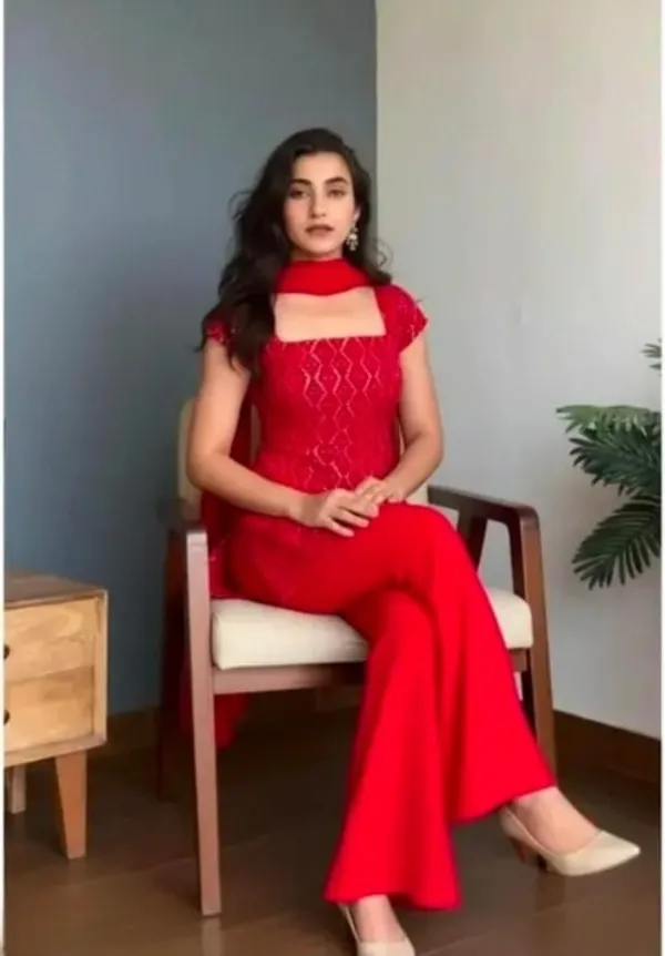 Maroon_Georgette_Kurta_Pant_Set_And_Red_Georgette_3_Piece_Set_For_Women_Pack_Of_2