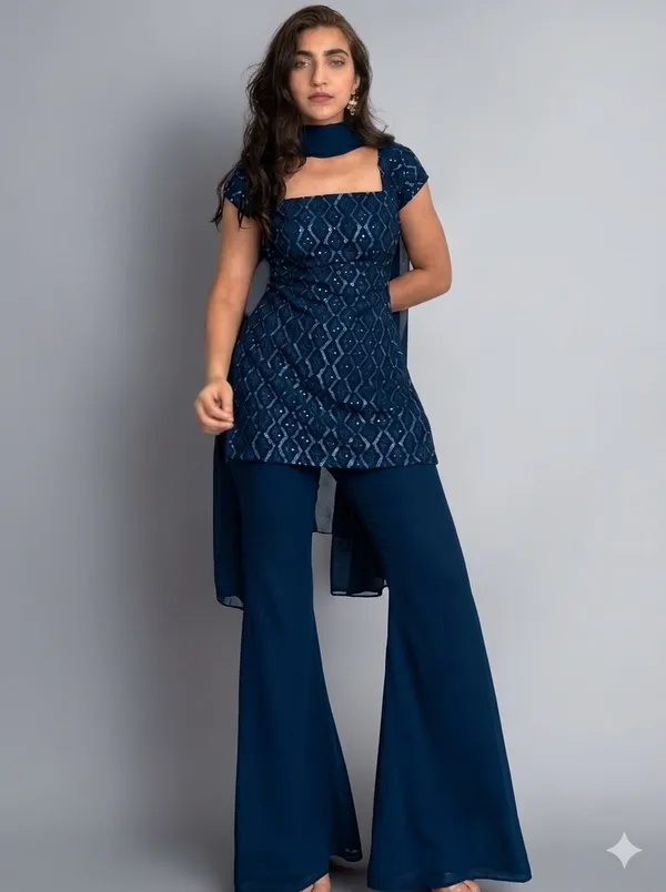 Blue_Georgette_3_Piece_Set_For_Women