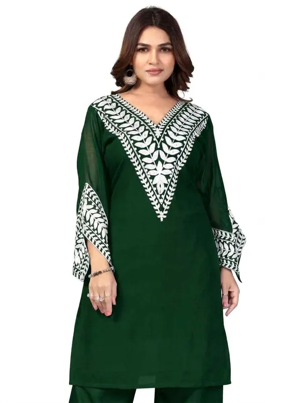Blue_Georgette_3_Piece_Set_And_Green_Georgette_Kurta_Pant_Set_For_Women_Pack_Of_2