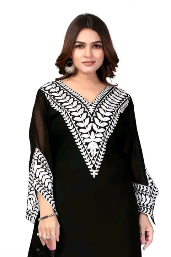 Black_Georgette_Kurta_Pant_Set_For_Women