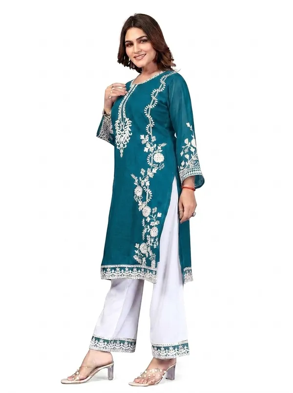 Green_Georgette_Kurta_Pant_Set_For_Women