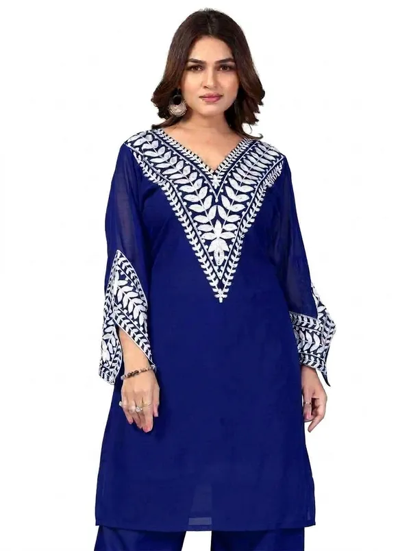 Blue_Georgette_Kurta_Pant_Set_For_Women