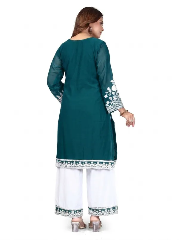 Green_Georgette_Kurta_Pant_Set_For_Women