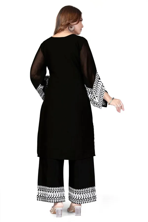 Black_Georgette_Kurta_Pant_Set_For_Women