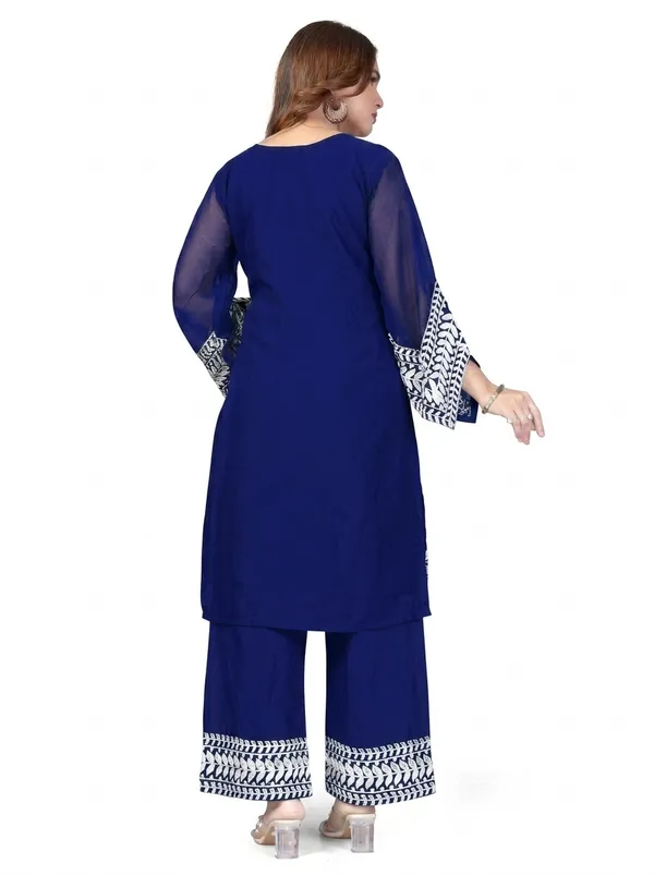 Blue_Georgette_Kurta_Pant_Set_For_Women