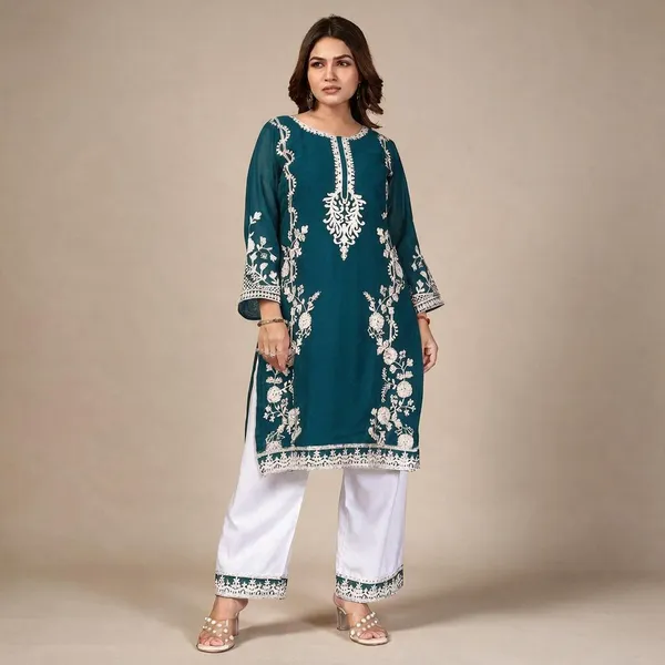 Green_Georgette_Kurta_Pant_Set_For_Women