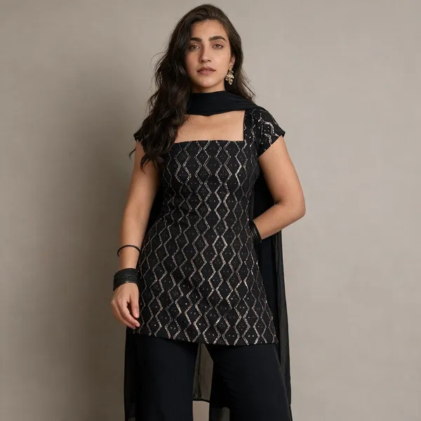 Black_Georgette_3_Piece_Set_For_Women
