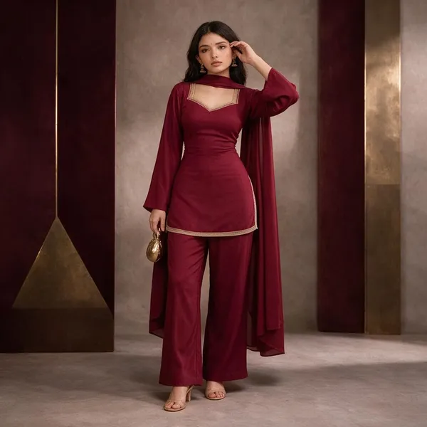 Red_Georgette_3_Piece_Set_For_Women