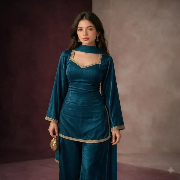 Blue_Georgette_3_Piece_Set_For_Women
