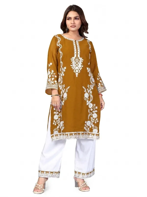Yellow_Georgette_Kurta_Pant_Set_For_Women