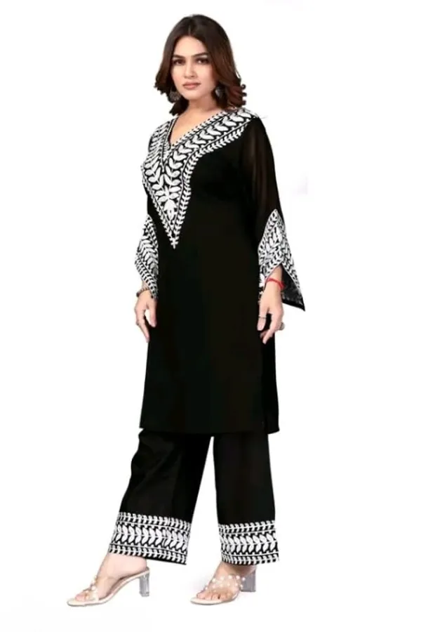 Black_Georgette_Kurta_Pant_Set_For_Women