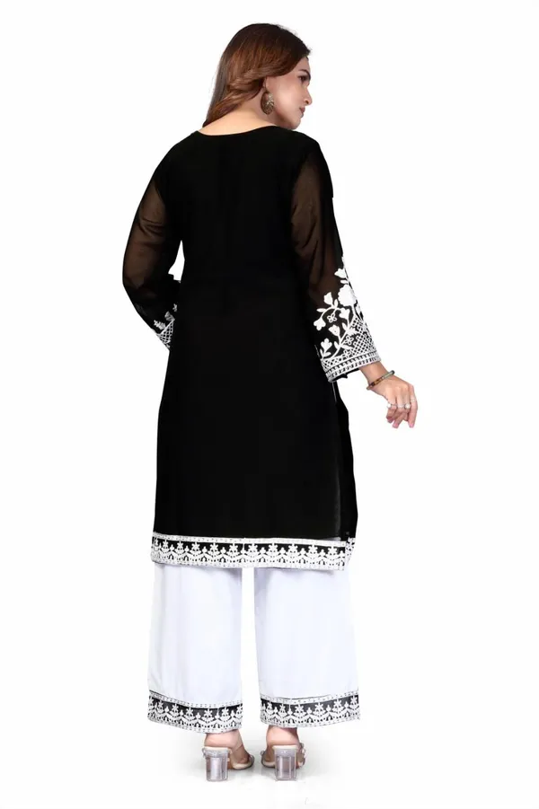 Black_Georgette_Kurta_Pant_Set_For_Women