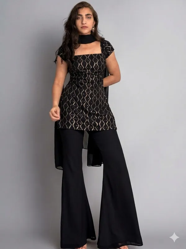 Black_Georgette_3_Piece_Set_For_Women