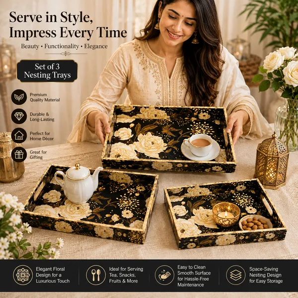 Decorative_Serving_Trays_Set_Of_3_|_Black_And_Gold_Floral_Pattern_Wooden_Nesting_Trays_With_Cutout_Handles_For_Coffee_Table,_Home_Decor,_Dining,_And_Gifting