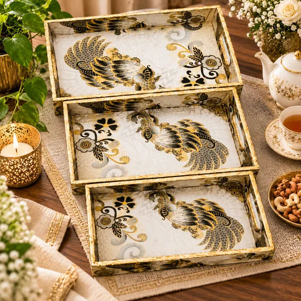 Decorative_Serving_Trays_Set_Of_3_|_Cream,_Black,_And_Metallic_Gold_Peacock_Pattern_Nesting_Trays_With_Side_Handles_For_Coffee_Table,_Dining,_Kitchen,_And_Home_Decor