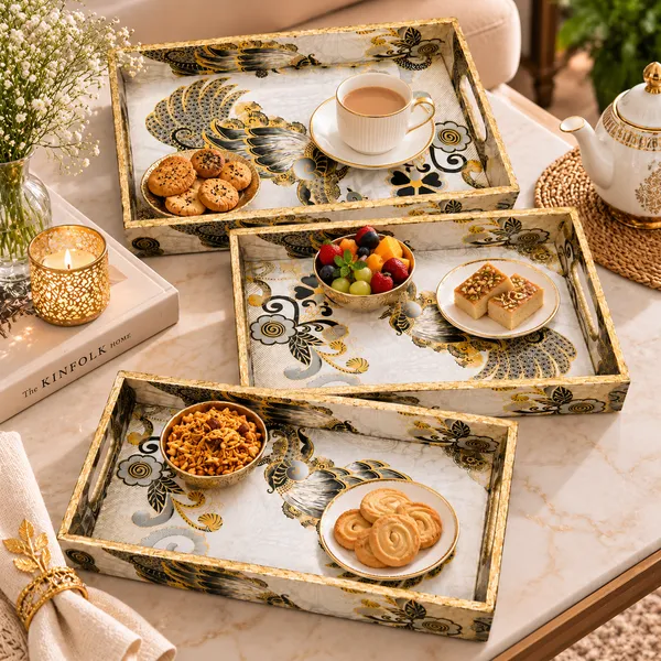 Decorative_Serving_Trays_Set_Of_3_|_Cream,_Black,_And_Metallic_Gold_Peacock_Pattern_Nesting_Trays_With_Side_Handles_For_Coffee_Table,_Dining,_Kitchen,_And_Home_Decor