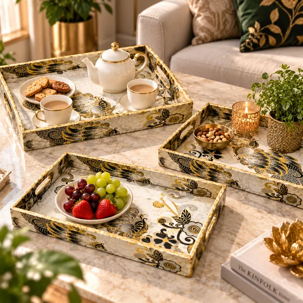 Decorative_Serving_Trays_Set_Of_3_|_Cream,_Black,_And_Metallic_Gold_Peacock_Pattern_Nesting_Trays_With_Side_Handles_For_Coffee_Table,_Dining,_Kitchen,_And_Home_Decor
