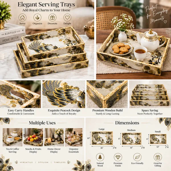 Decorative_Serving_Trays_Set_Of_3_|_Cream,_Black,_And_Metallic_Gold_Peacock_Pattern_Nesting_Trays_With_Side_Handles_For_Coffee_Table,_Dining,_Kitchen,_And_Home_Decor