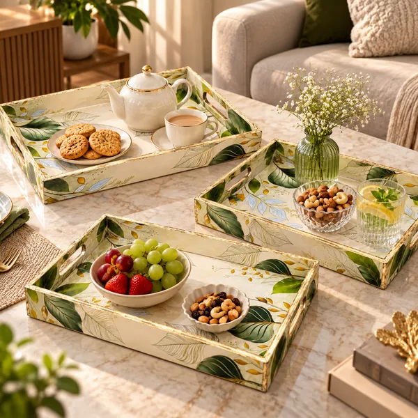 Decorative_Serving_Trays_Set_Of_3_|_Cream_And_Green_Botanical_Leaf_Pattern_Nesting_Trays_With_Side_Handles_For_Coffee_Table,_Dining,_Kitchen,_And_Home_Decor