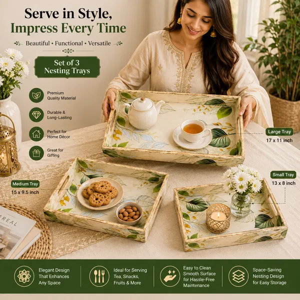 Decorative_Serving_Trays_Set_Of_3_|_Cream_And_Green_Botanical_Leaf_Pattern_Nesting_Trays_With_Side_Handles_For_Coffee_Table,_Dining,_Kitchen,_And_Home_Decor