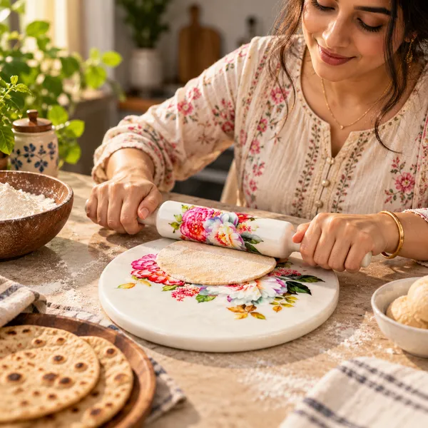 Designer_Printed_Chakla_Belan_Set_|_Premium_White_Stone/Marble_Finish_Roti_Maker_Board_&_Rolling_Pin_With_Floral_Art_(Patla_&_Belan_Set)_Pack_Of_2