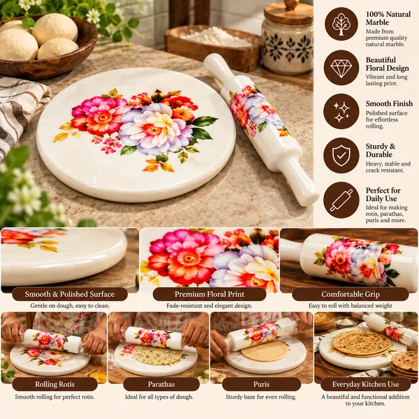 Designer_Printed_Chakla_Belan_Set_|_Premium_White_Stone/Marble_Finish_Roti_Maker_Board_&_Rolling_Pin_With_Floral_Art_(Patla_&_Belan_Set)_Pack_Of_2