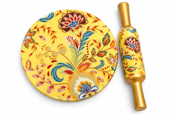 Designer_Printed_Yellow_Chakla_Belan_Set_|_Traditional_Roti_Maker_Board_&_Rolling_Pin_With_Floral_Art_(Patla_&_Belan_Set_For_Kitchen_&_Gifting)_Pack_Of_2