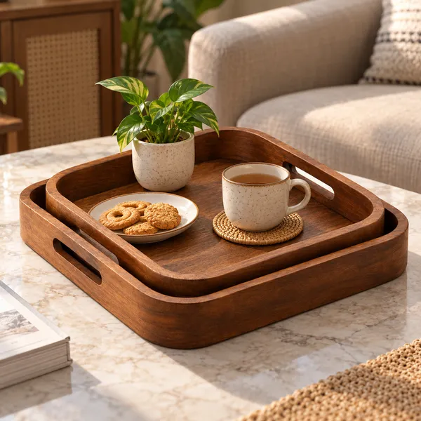 Handcrafted_Square_Wooden_Serving_Tray_Set_Of_2_|_Nested_Wood_Platters_With_Cutout_Handles_For_Coffee_Table,_Dining,_Kitchen_&_Serving_Snacks