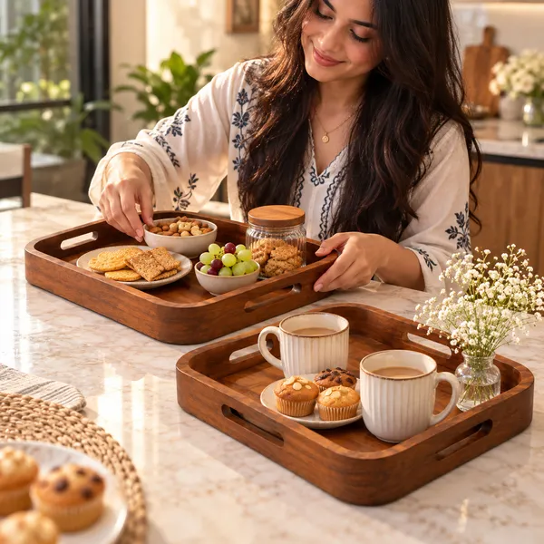 Handcrafted_Square_Wooden_Serving_Tray_Set_Of_2_|_Nested_Wood_Platters_With_Cutout_Handles_For_Coffee_Table,_Dining,_Kitchen_&_Serving_Snacks