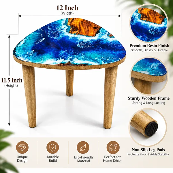 Handcrafted_Wooden_Side_Table_with_Blue_Ocean_Epoxy_Resin_Top_|_Small_Round_Bedside_Table_for_Bedroom,_Living_Room_&_Kitchen_|_Decorative_Accent_Table_|_12_x_11.5_Inch