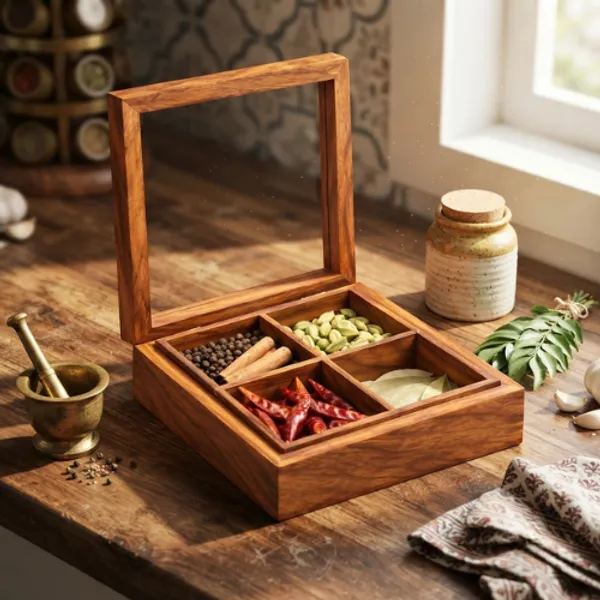 Handcrafted_Wooden_Spice_Box_With_Glass_Lid_|_4-Partition_Masala_Dani_&_Storage_Organizer_Container_For_Kitchen_Spices,_Herbs_&_Dry_Fruits