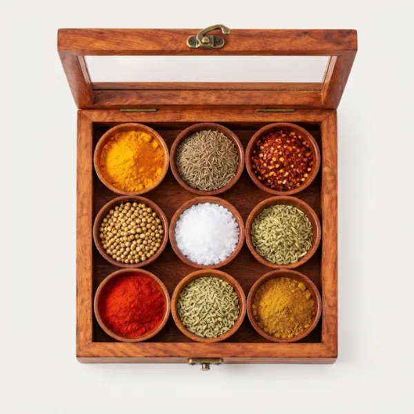 Handcrafted_Wooden_Spice_Box_With_Glass_Lid_&_9_Round_Containers_|_Traditional_Masala_Dani_Storage_Organizer_For_Kitchen_Spices,_Herbs_&_Dry_Fruits