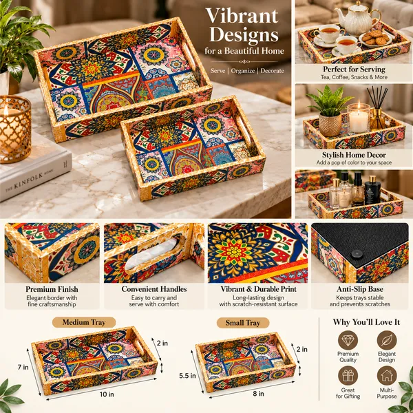 Premium_Bohemian_Mandala_Patchwork_Print_Serving_Tray_|_Decorative_Wooden_Serving_Tray_With_Cutout_Handles_For_Home_Decor,_Living_Room,_Dining,_And_Coffee_Table_(Set_Of_2)