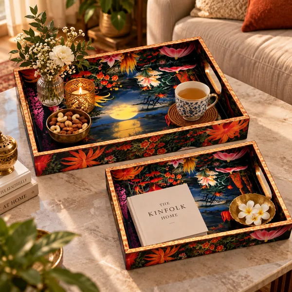 Premium_Nocturnal_Moonlit_Landscape_&_Exotic_Floral_Print_Serving_Tray_|_Decorative_Wooden_Serving_Tray_With_Cutout_Handles_For_Home_Decor,_Living_Room,_Dining,_And_Coffee_Table_(Set_Of_2)