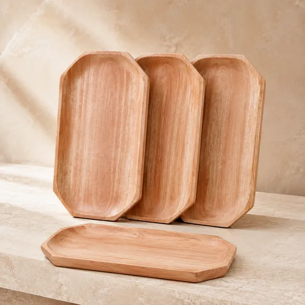 Handcrafted_Solid_Wood_Serving_Tray_Set_Octagonal_Platters_(22_X_15_Cm)