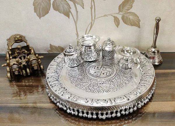 German_Silver_Traditional_Pooja_Thali_Set_Pack_Of_6