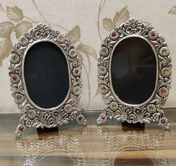 German_Silver_Antique_Oval_Photo_Frame_Set_Of_2