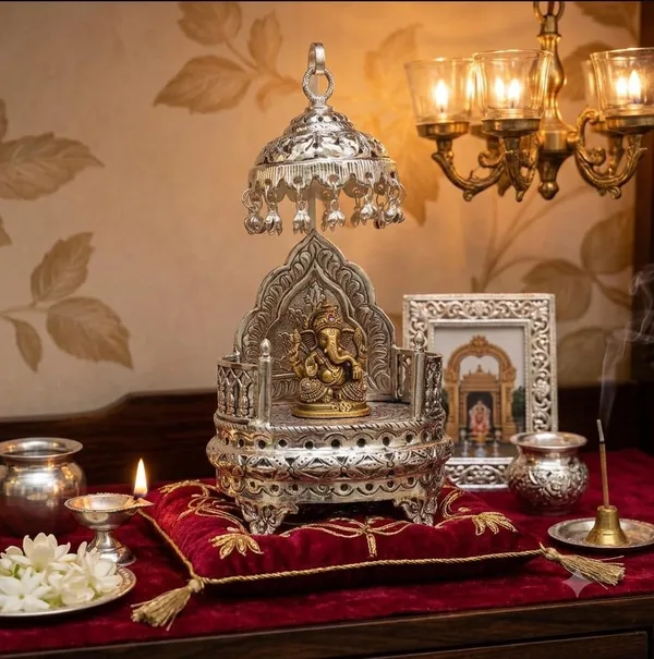 German_Silver_Engraved_Singhasan_For_Hindu_Deity
