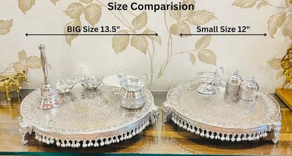 German_Silver_Traditional_Pooja_Thali_Set_With_Stand_Pack_Of_11
