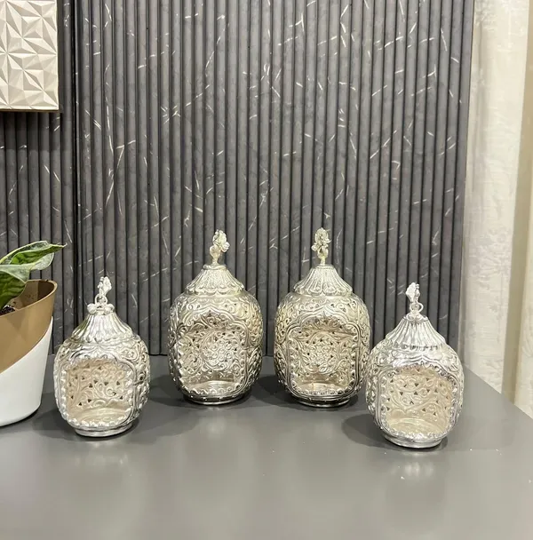 German_Silver_Peacock_Carved_Tea_Light_Candle_Holder