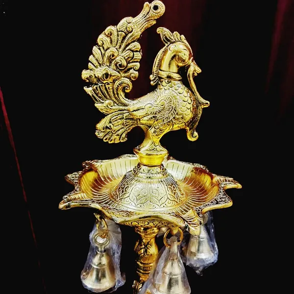 Brass_Antique_Peacock_Elephant_Base_Pooja_Diya_Stand_Pair