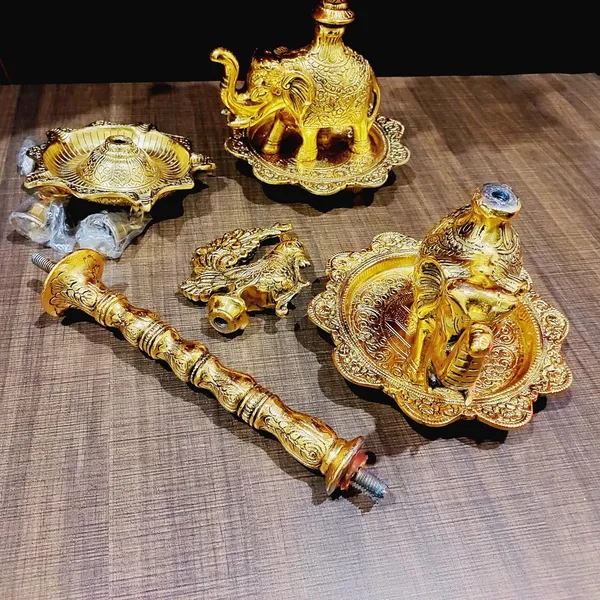 Brass_Antique_Peacock_Elephant_Base_Pooja_Diya_Stand_Pair