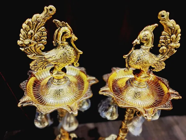 Brass_Antique_Peacock_Elephant_Base_Pooja_Diya_Stand_Pair