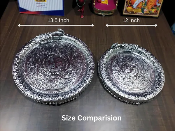 German_Silver_Peacock_Design_Pooja_Thali_Set_With_Stand_Pack_Of_6