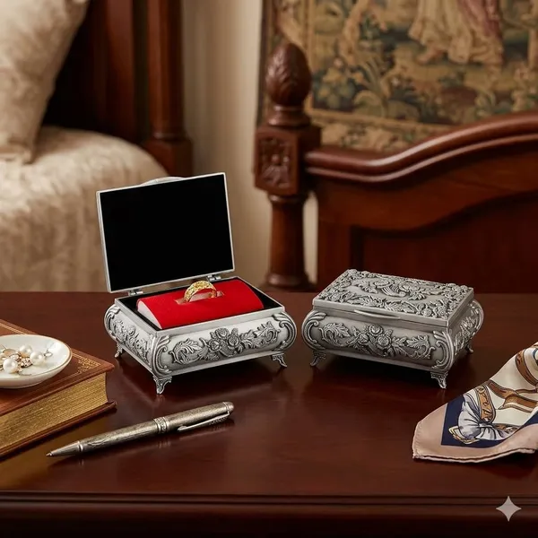 German_Silver_Rose_Carved_Handcrafted_Jewellery_Box