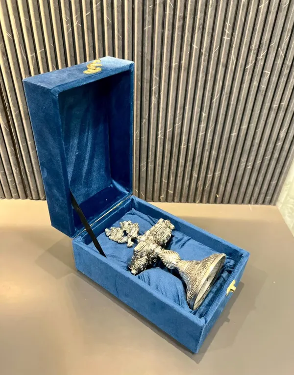 German_Silver_Antique_Peacock_Pooja_Diya_Stand