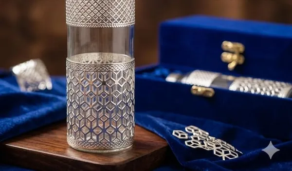 Glass_Diamond_Cut_Serving_Water_Bottle_With_Silver_Finish